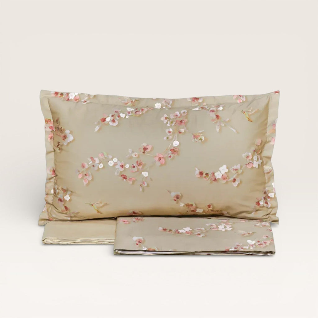 Completo letto matrimoniale Bloom Almond beige Lenzuola