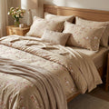 Completo letto matrimoniale Bloom Almond beige Lenzuola