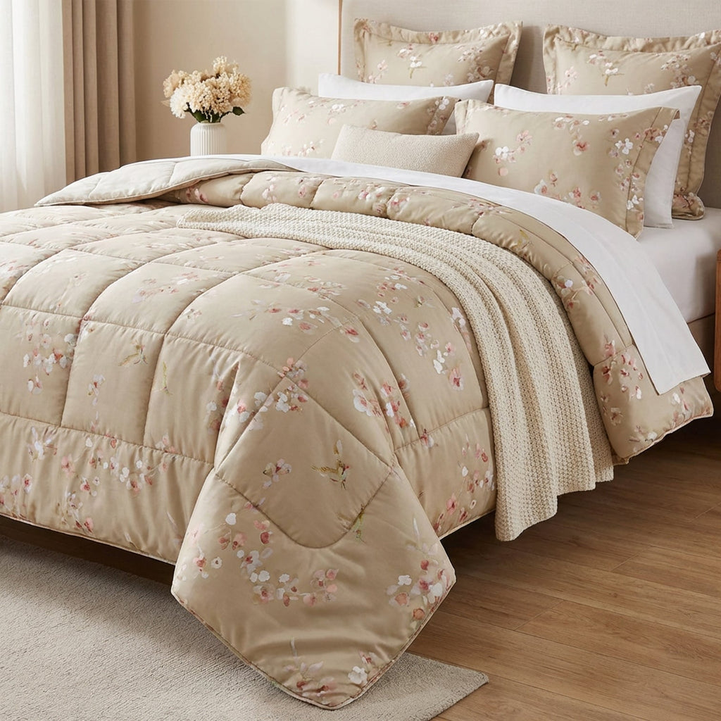Trapunta matrimoniale Bloom Almond beige Trapunta