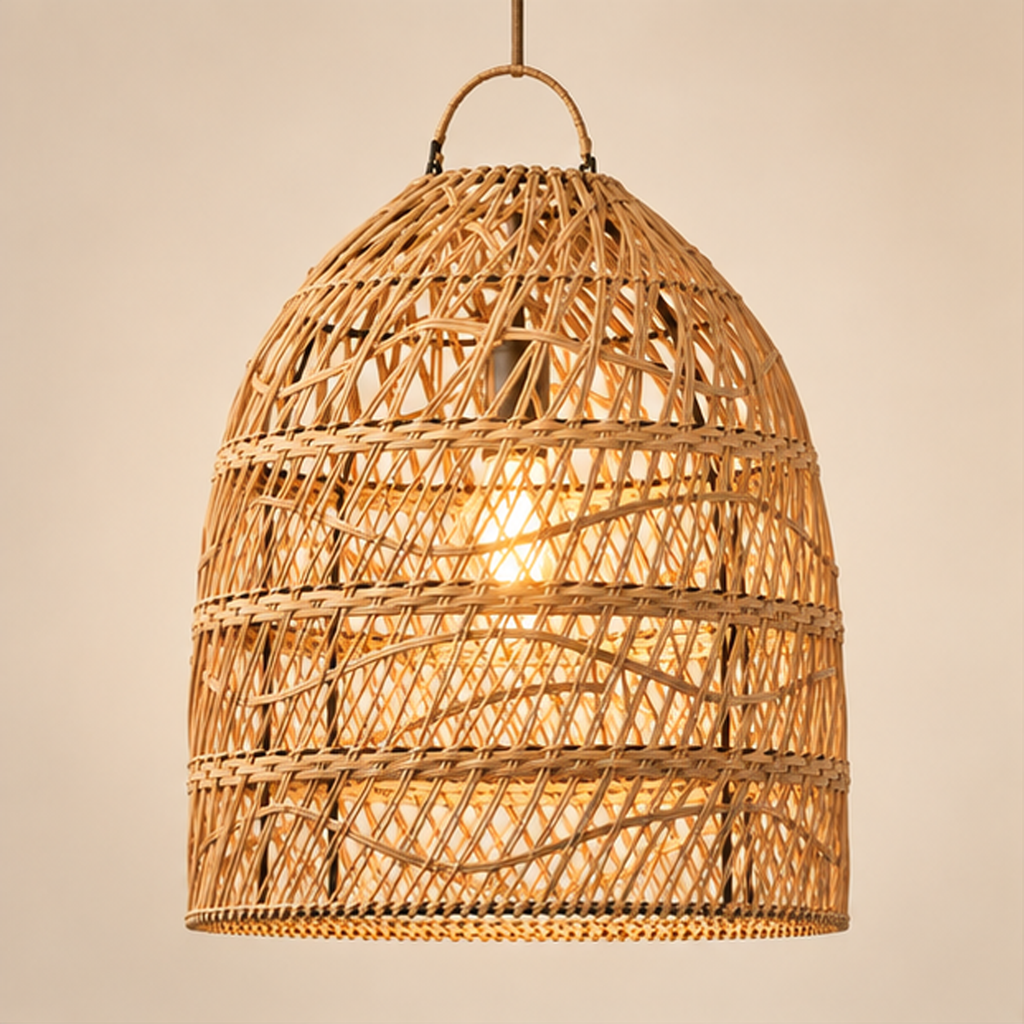 Lampadario Ombr in Canna e Bambù Ø 40 x H 45 cm