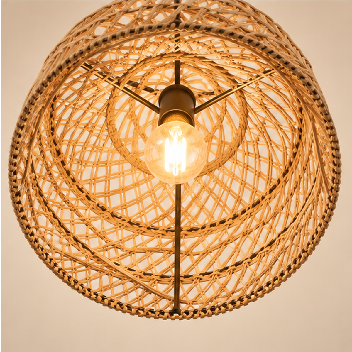 Lampadario Ombr in Canna e Bambù Ø 40 x H 45 cm