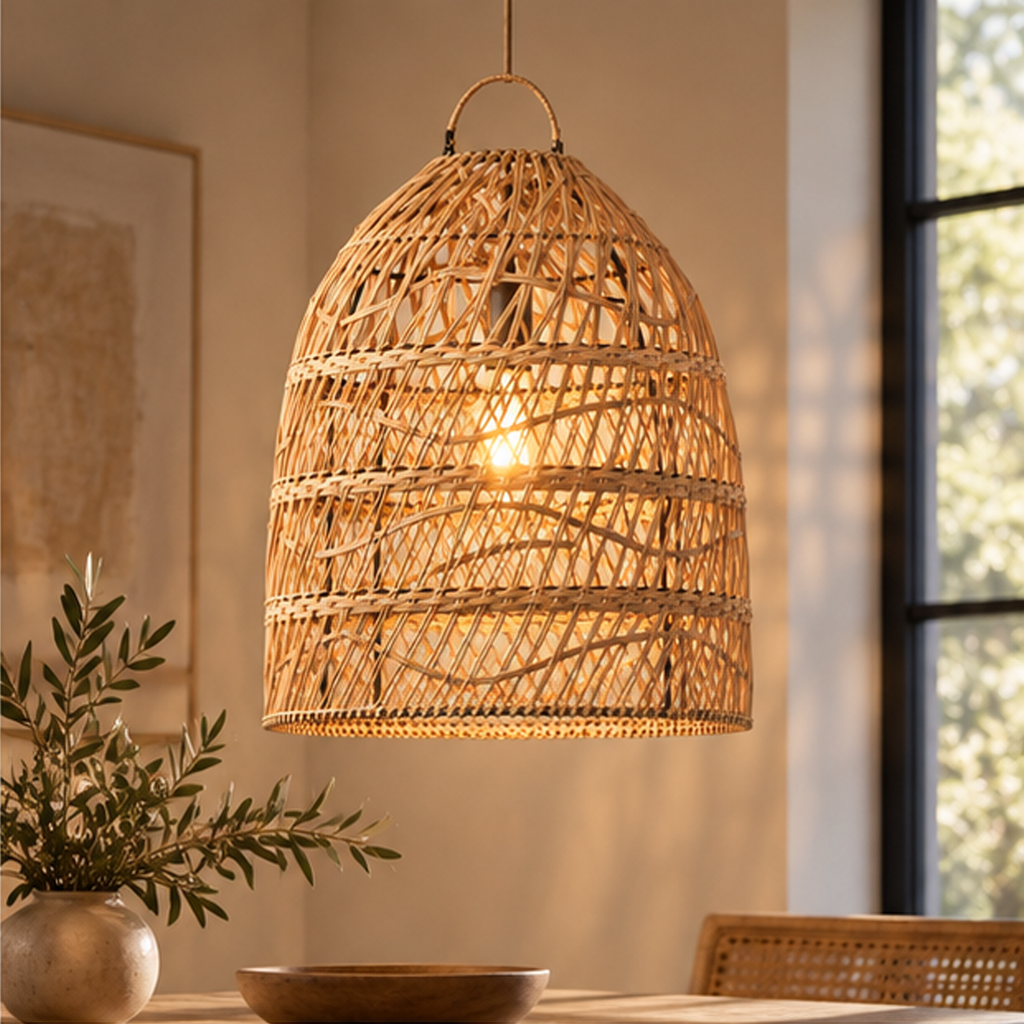 Lampadario Ombr in Canna e Bambù Ø 40 x H 45 cm