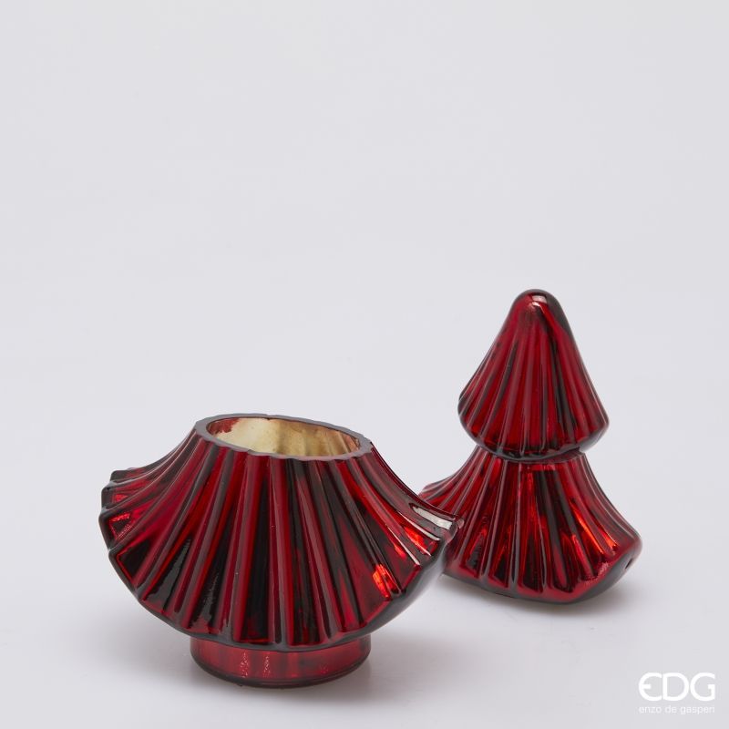 Candela Natalizia Profumata "Nordic Forest" a Forma di Albero rosso h.25cm