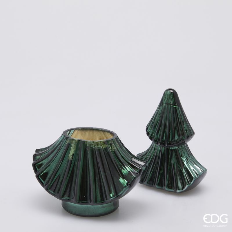 Candela Natalizia Profumata "Nordic Forest" a Forma di Albero verde h.25cm