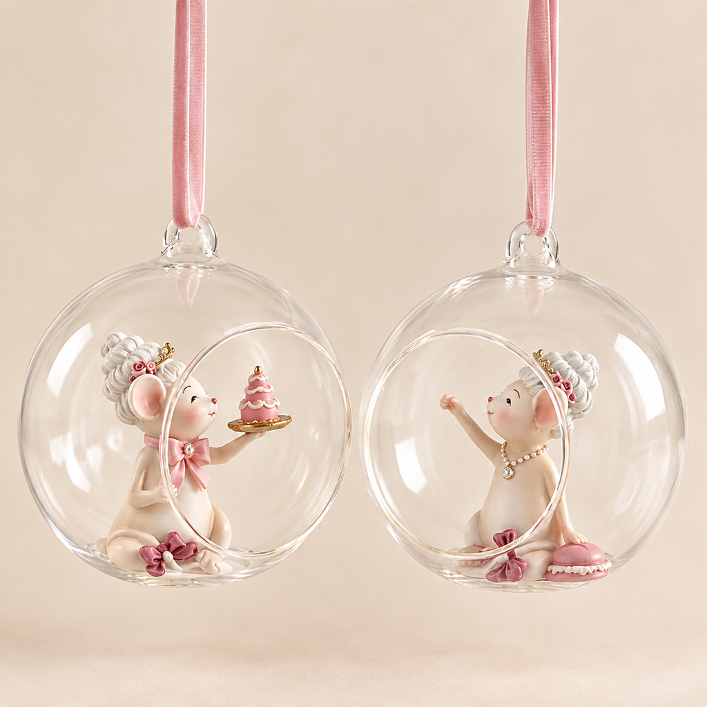 Sfera di Natale in Vetro con Topolina Ø 10 cm - EDG