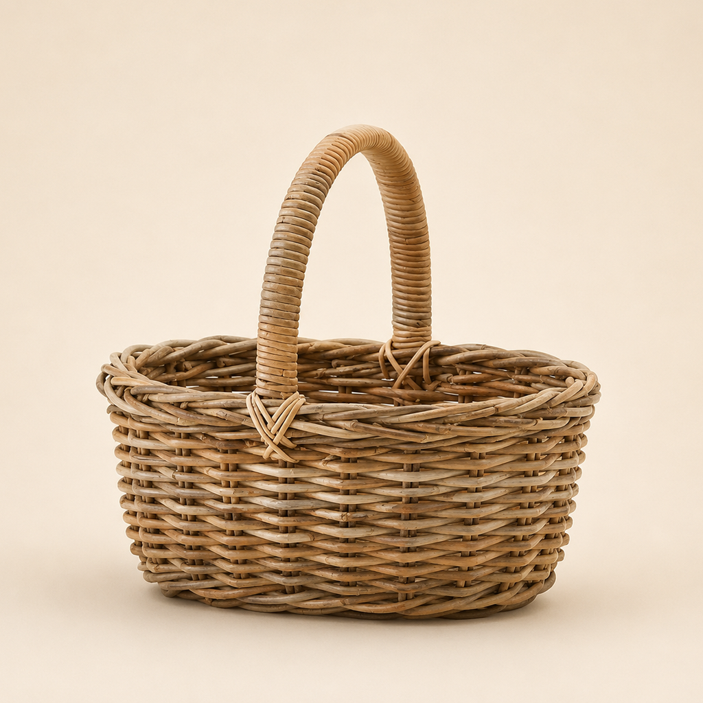 Cesto in Rattan con Manico – 46 x 36 x H 20 cm