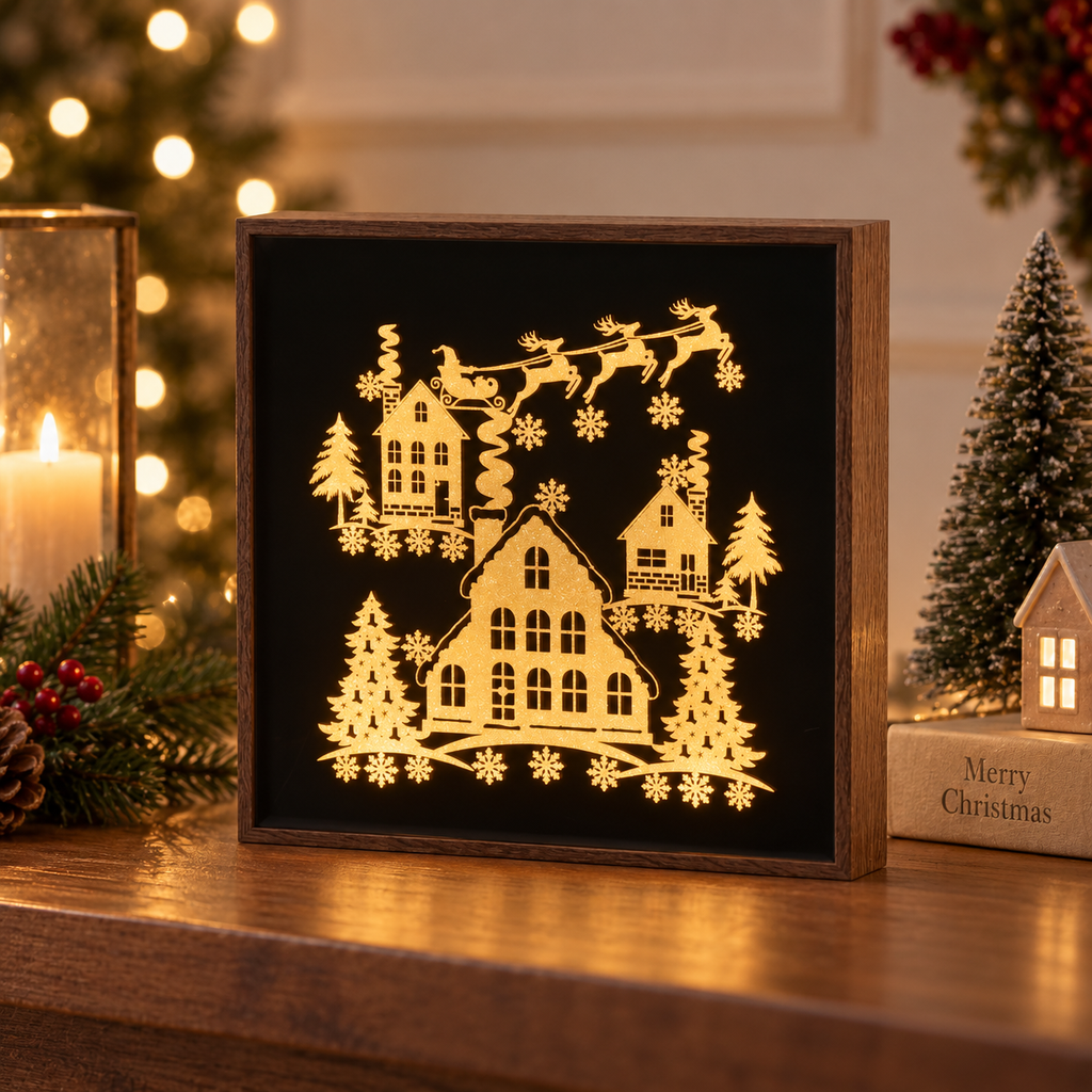 Quadretto con led Paesaggi Segreti slitta