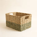 Cestino Intrecciato Bicolore con Manici – 18 x 28 x H 17 cm