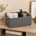 Cestino Portaoggetti Grigio con Manici – 31 x 23 x H 14 cm