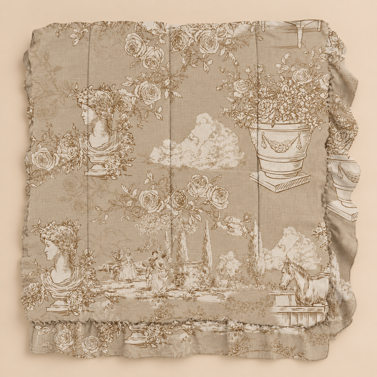 Trapunta Matrimoniale con Gala Toile du Borgo Beige 260 x 260 cm