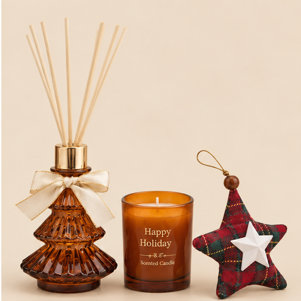 Set Regalo Natalizio Profumato – Diffusore e Candela Cannella