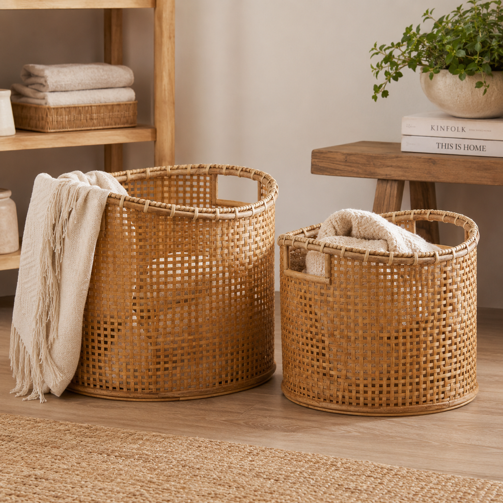 Cesto Rotondo in Bamboo – Disponibile H 27 o H 32 cm