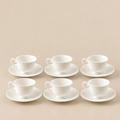 Set 6 Tazzine da Caffè Clara con Piattino in Porcellana Bone China Bianca – Ø 7 cm