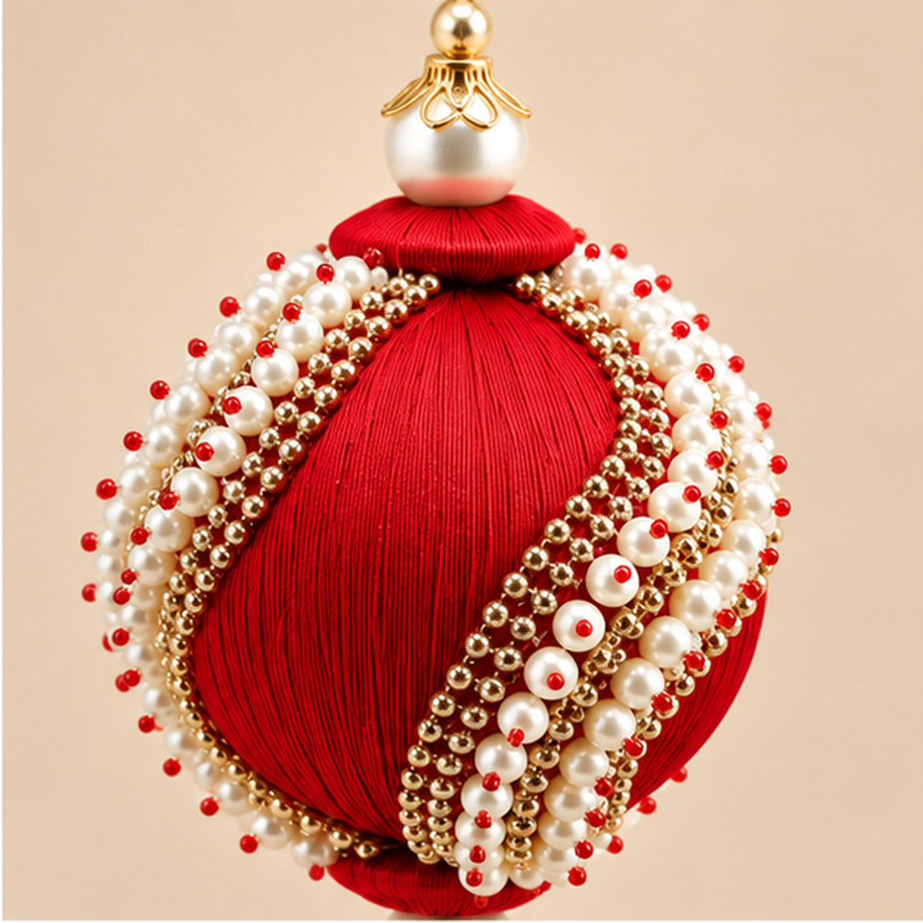 Sfera Natalizia EDG Rossa con Perle, Strass e Nappa Decorativa Ø8xH28 cm