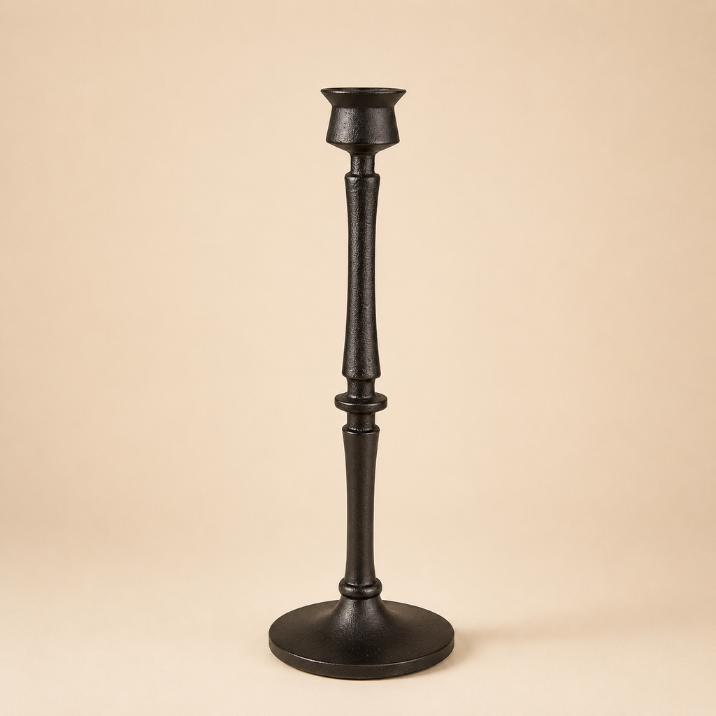 Candeliere Nero Decorativo in Alluminio h.33cm