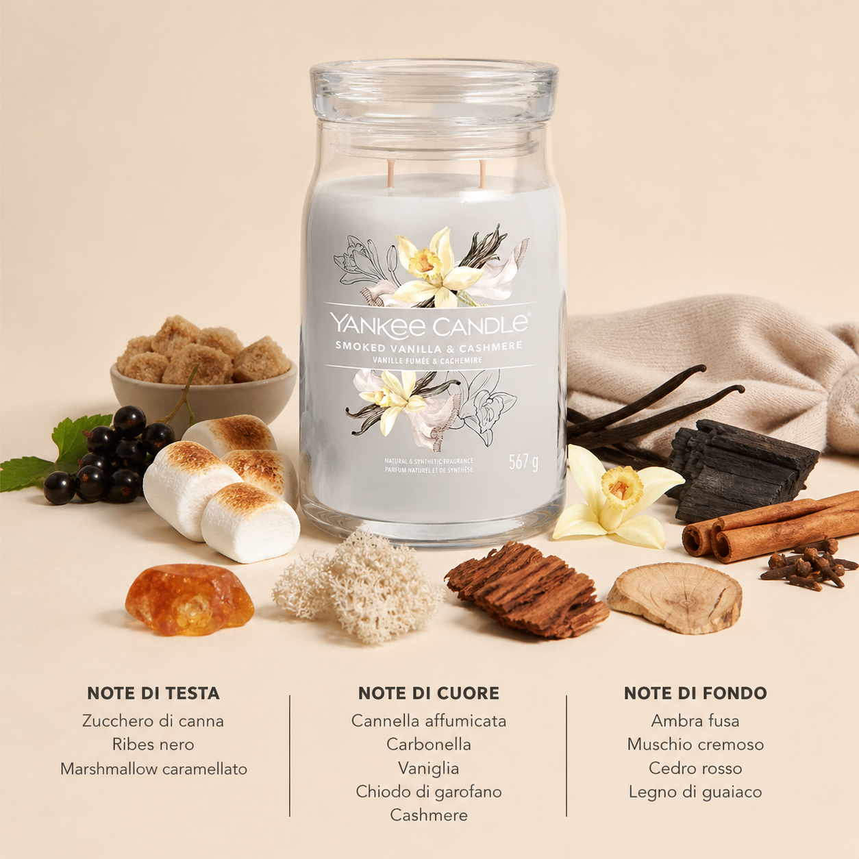 Yankee Candle Giara 567gr Smoked Vanilla & cashmere