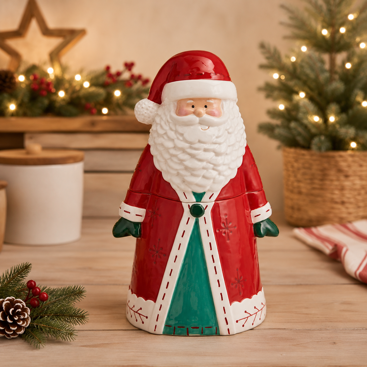 Contenitore Babbo Natale in Ceramica – H 31 cm