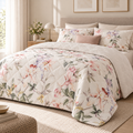 Trapunta Leggera Matrimoniale Medea Double-Face in Percalle di Cotone 200 T.C. con Fantasia Floreale Rosa e Lilla – Tessitura Randi