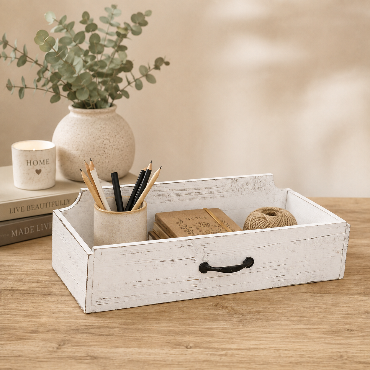 Contenitore organizzativo a cassetto in legno 20cm