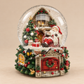 Palla di Neve Babbo Natale con Albero e Musica H 20 cm Ø 16 cm