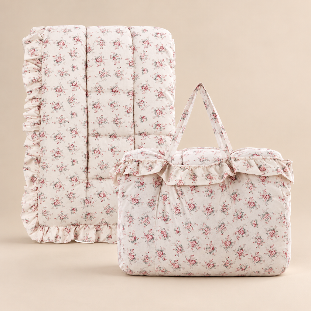 Trapunta Matrimoniale Sogni in Fiore 250x250 cm con Gala 7 cm – Fantasia Floreale Rosa