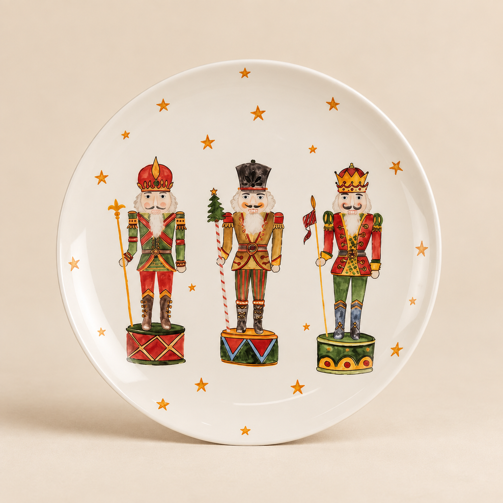 Piatto Natalizio Schiaccianoci in Ceramica Ø 20 cm