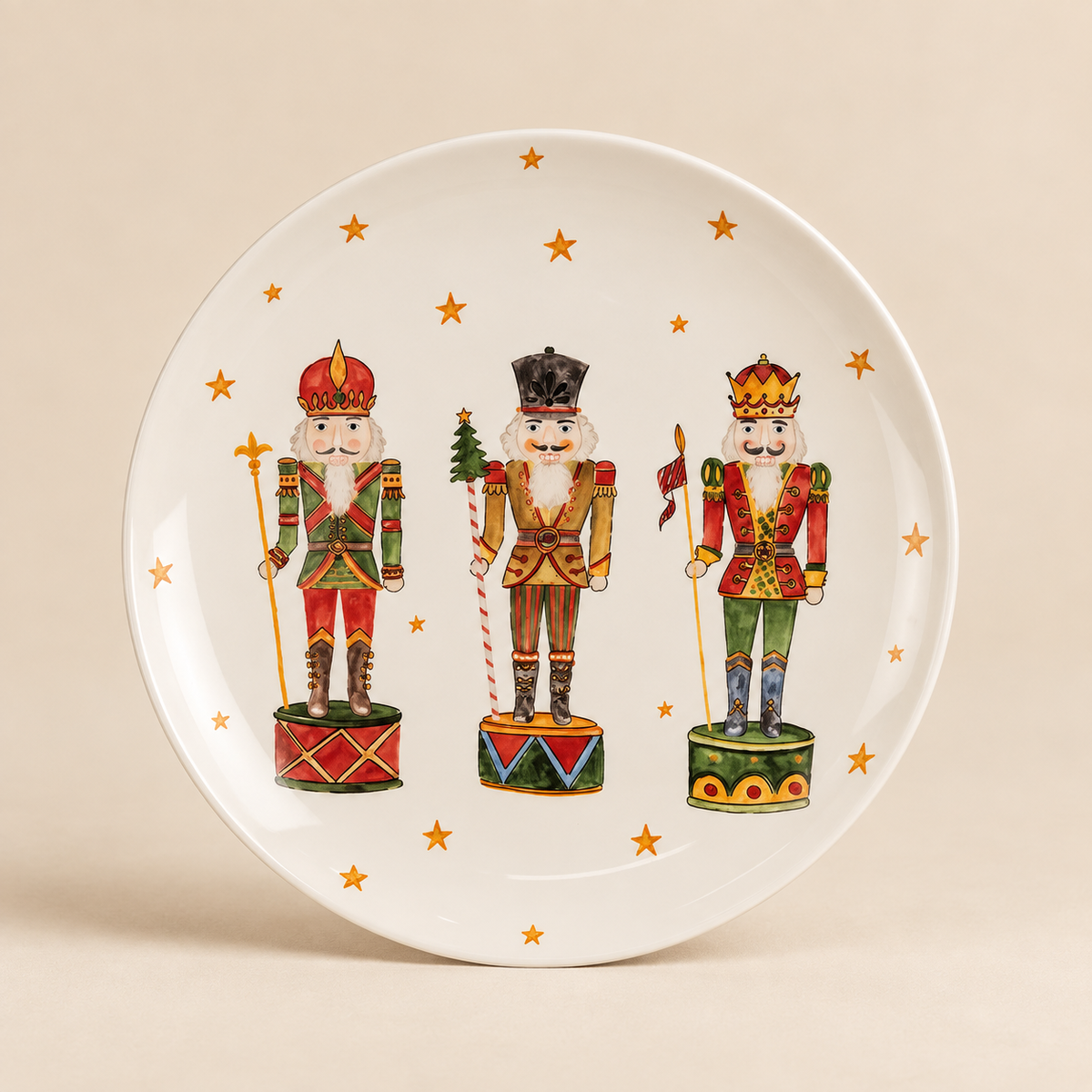 Piatto Natalizio Schiaccianoci in Ceramica Ø 20 cm