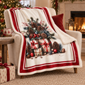 Plaid Natalizio Christmas in the Country con Pigne e Regali 130 x 160 cm