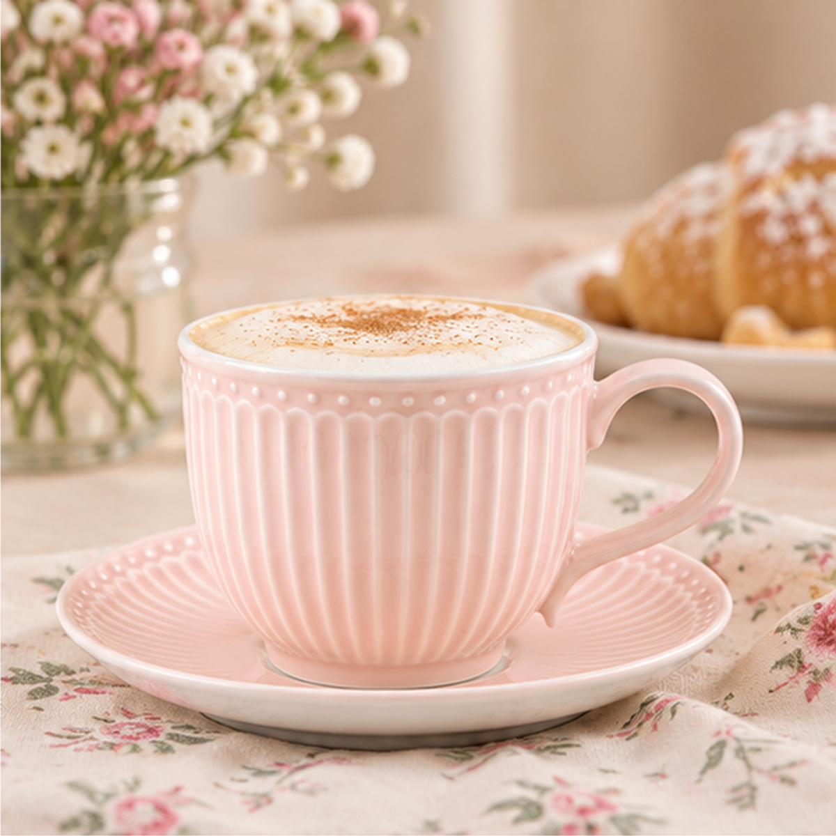 Tazza con piattino Alice rosa