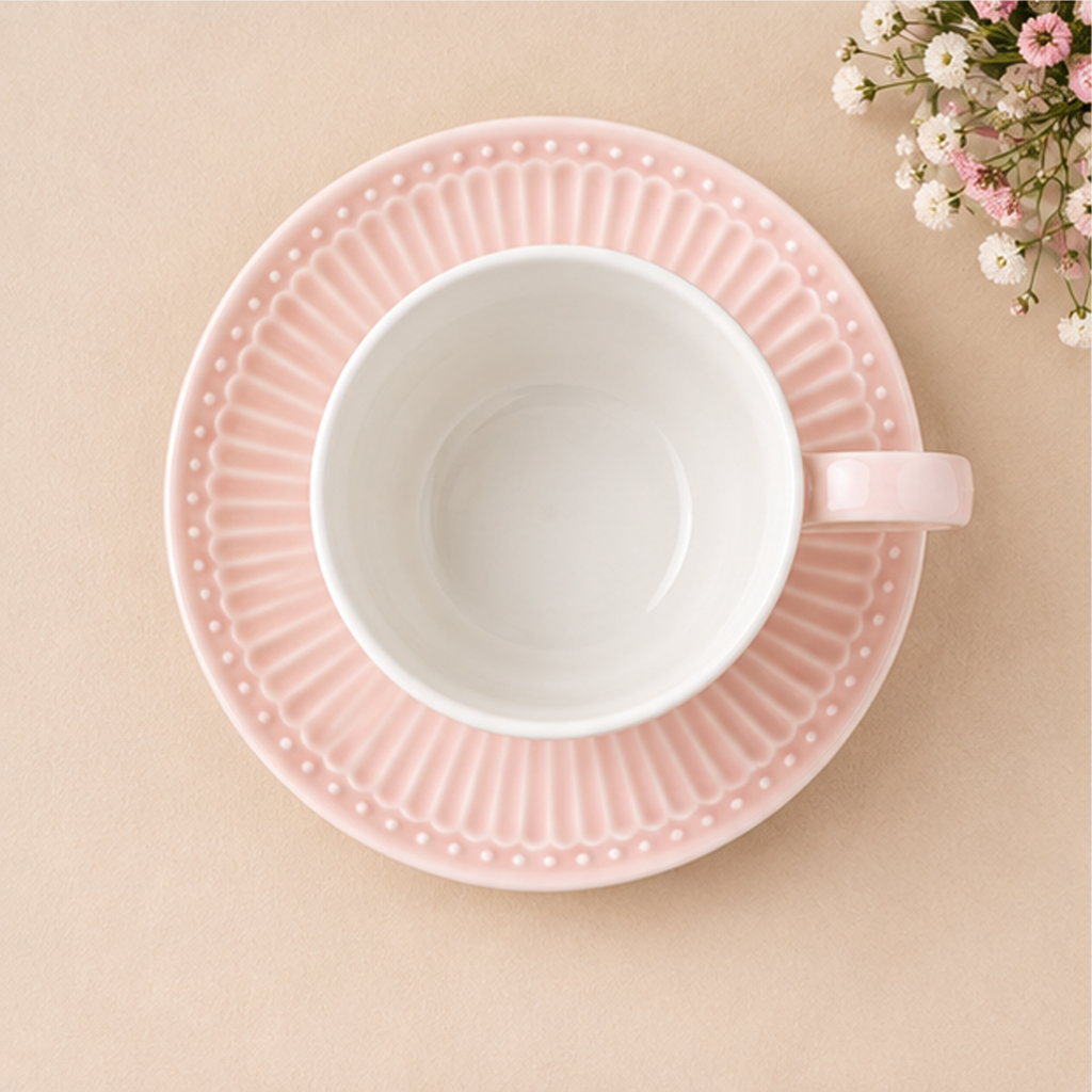 Tazza con piattino Alice rosa