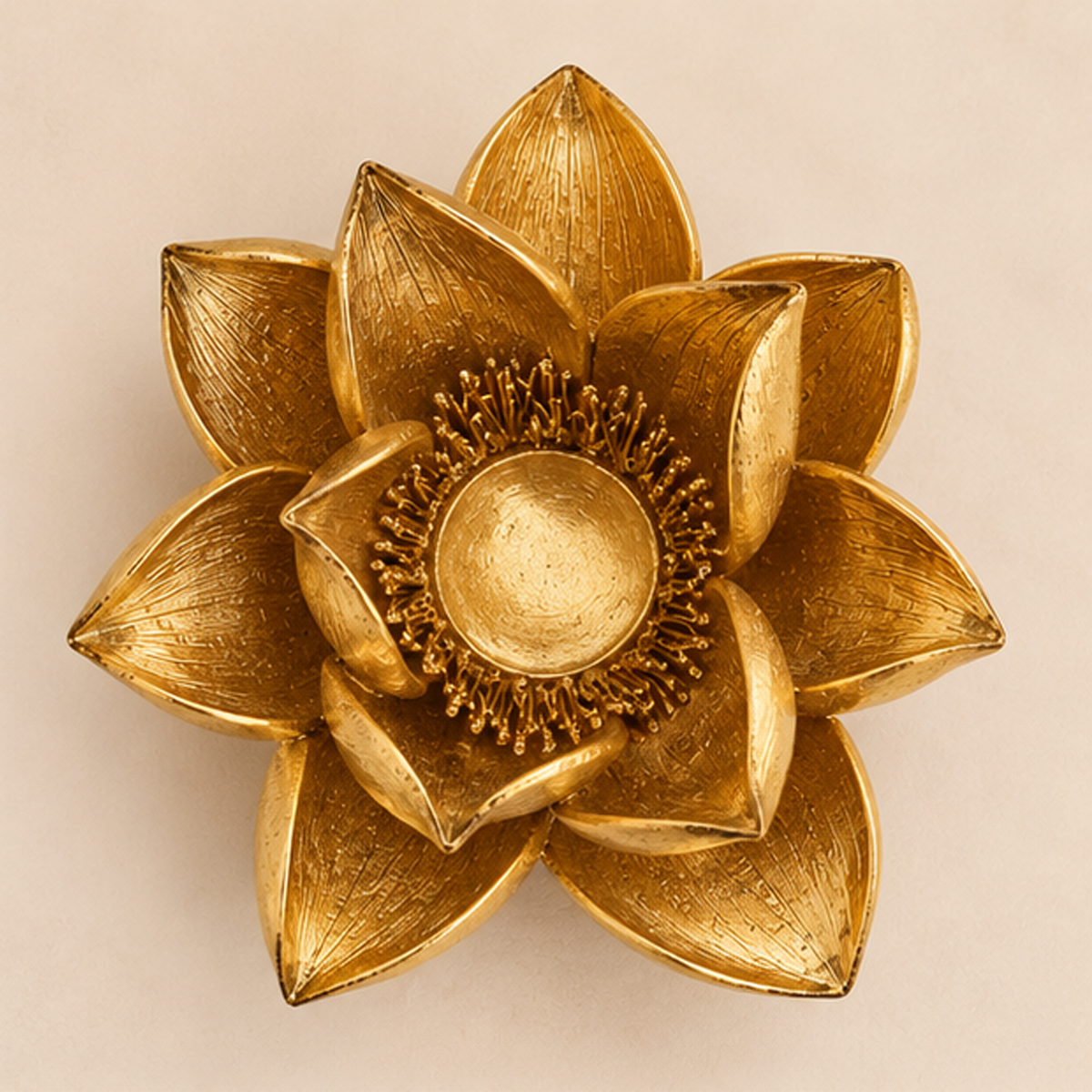 Portacandela Magnolia Oro in Poliresina Ø18 x H7 cm - EDG