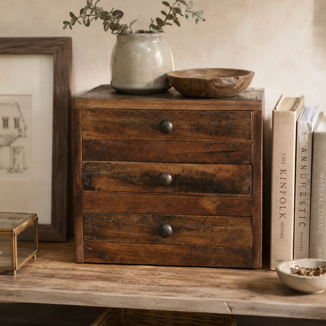 Cassettiera in legno riciclato – stile rustico