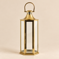 Lanterna Esagonale Oro in Metallo e Vetro Ø 30 x H 79 cm - EDG