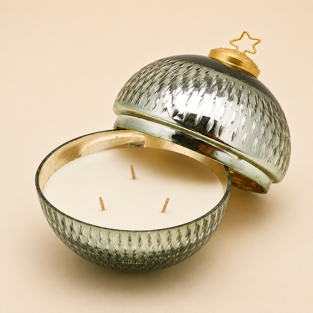 Candela Profumata Sfera "Gocce" con Stella EDG verde