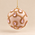Sfera Natalizia EDG Rosa Cipria con Pietre a Goccia e Strass Dorati Ø10 cm