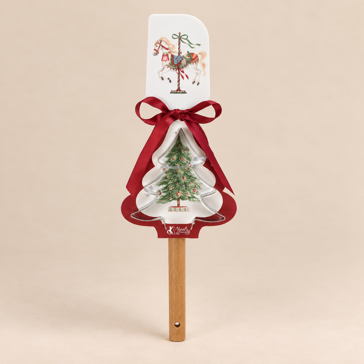 Set Spatola in Silicone e Stampino Albero di Natale La Giostra con Cavallo – H 32 cm