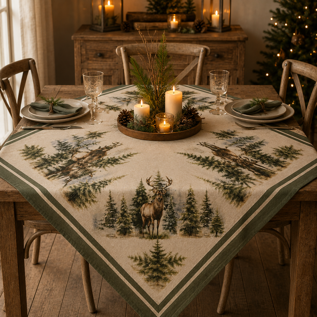 Centrotavola “Bosco Incantato” in Cotone – 90 x 90 cm