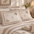 Coppia Copriguanciali Angelica Cuori Patch Ecrù – 52 x 80 cm