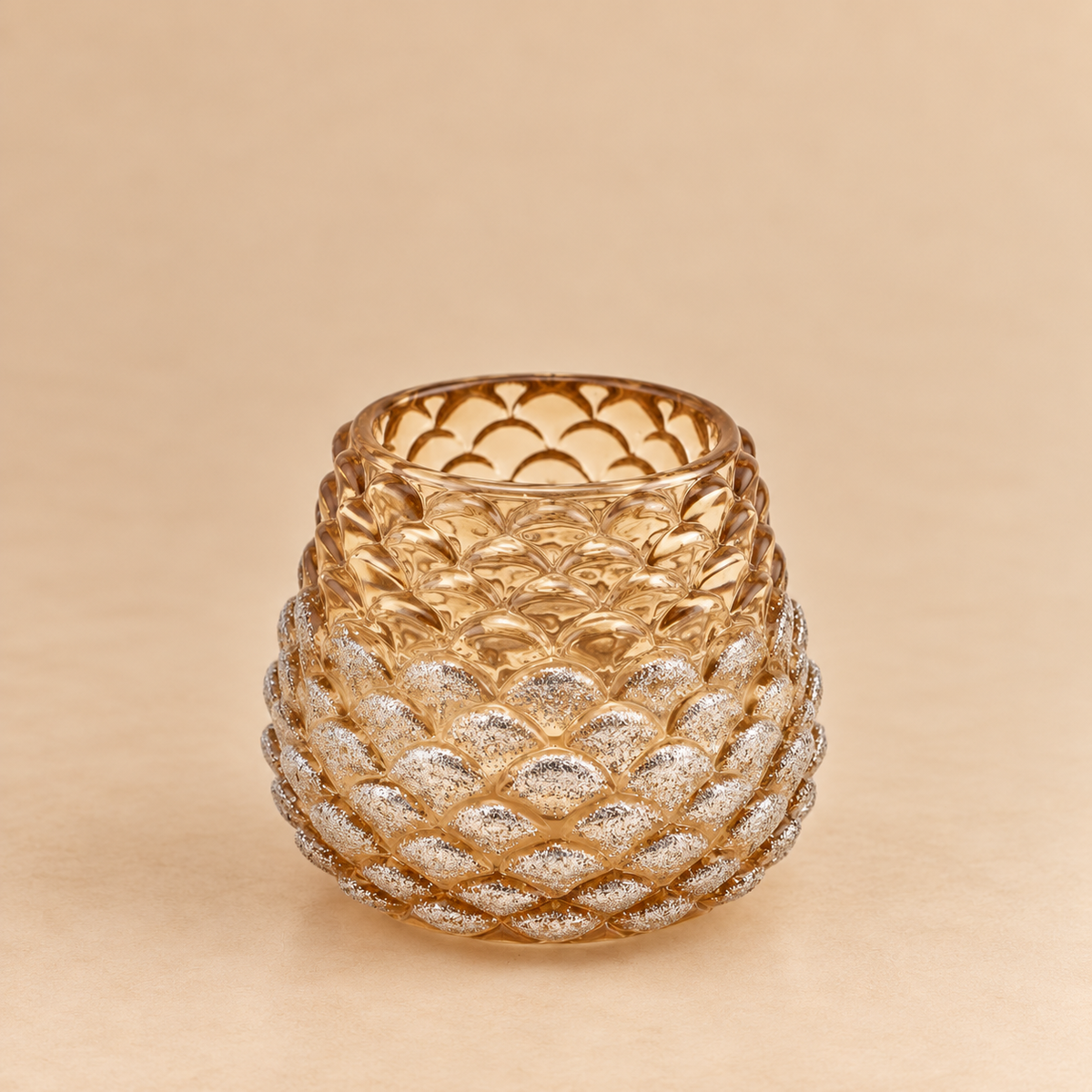 Portacandela Pigna Oro con Glitter Argento Ø 7,5cm