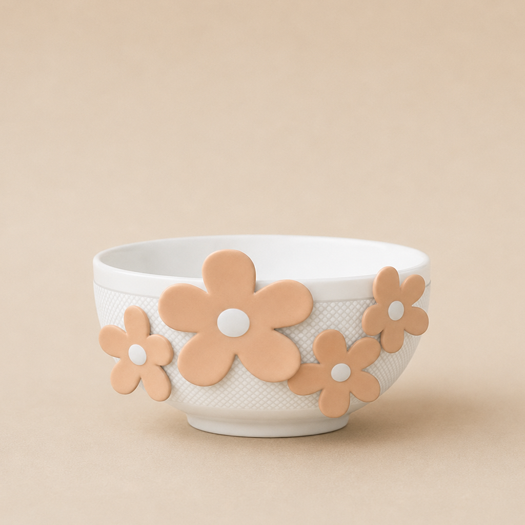 Ciotola Flower Glam bianco/cipria