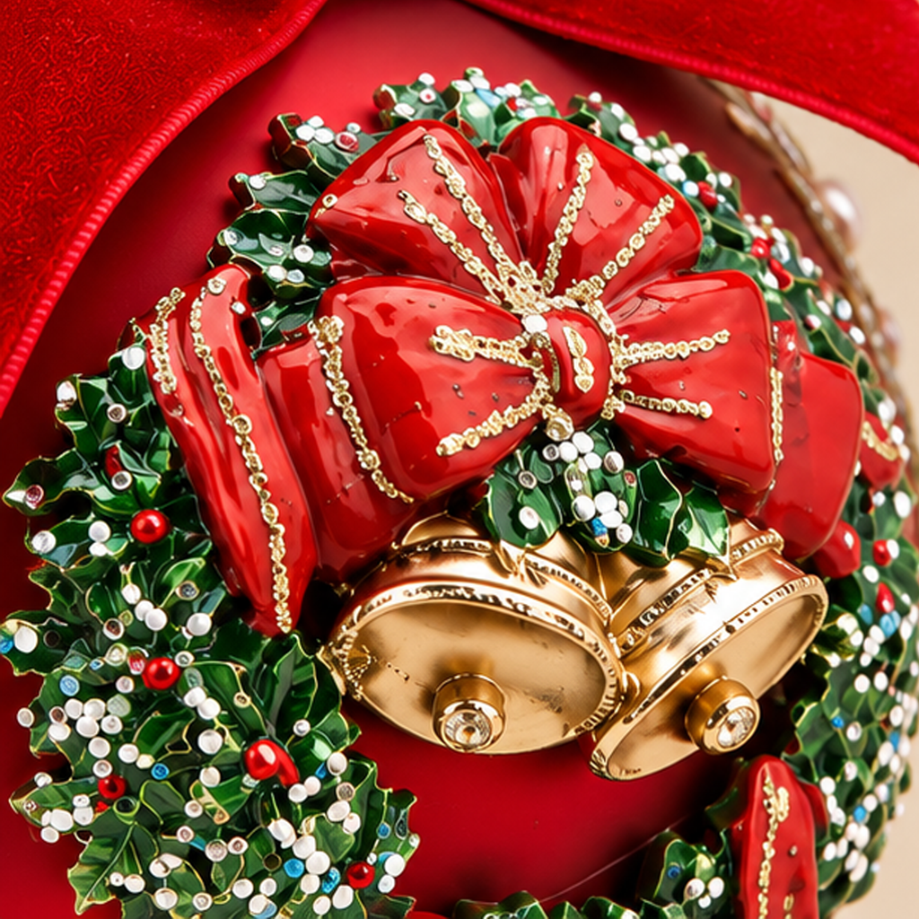 Sfera di Natale Rossa con Ghirlanda e Fiocco in Vetro Ø 10 cm