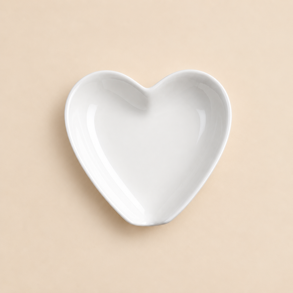 Poggiamestolo Cuore Bianco in Ceramica 11 x 10 cm