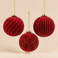 Sfera di Natale in Vetro Burgundy con Effetto Velluto e Glitter – Ø 10 cm