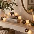 Ghirlanda Luminosa LED con Gomitoli Bianco, Nero e Grigio – 10 LED