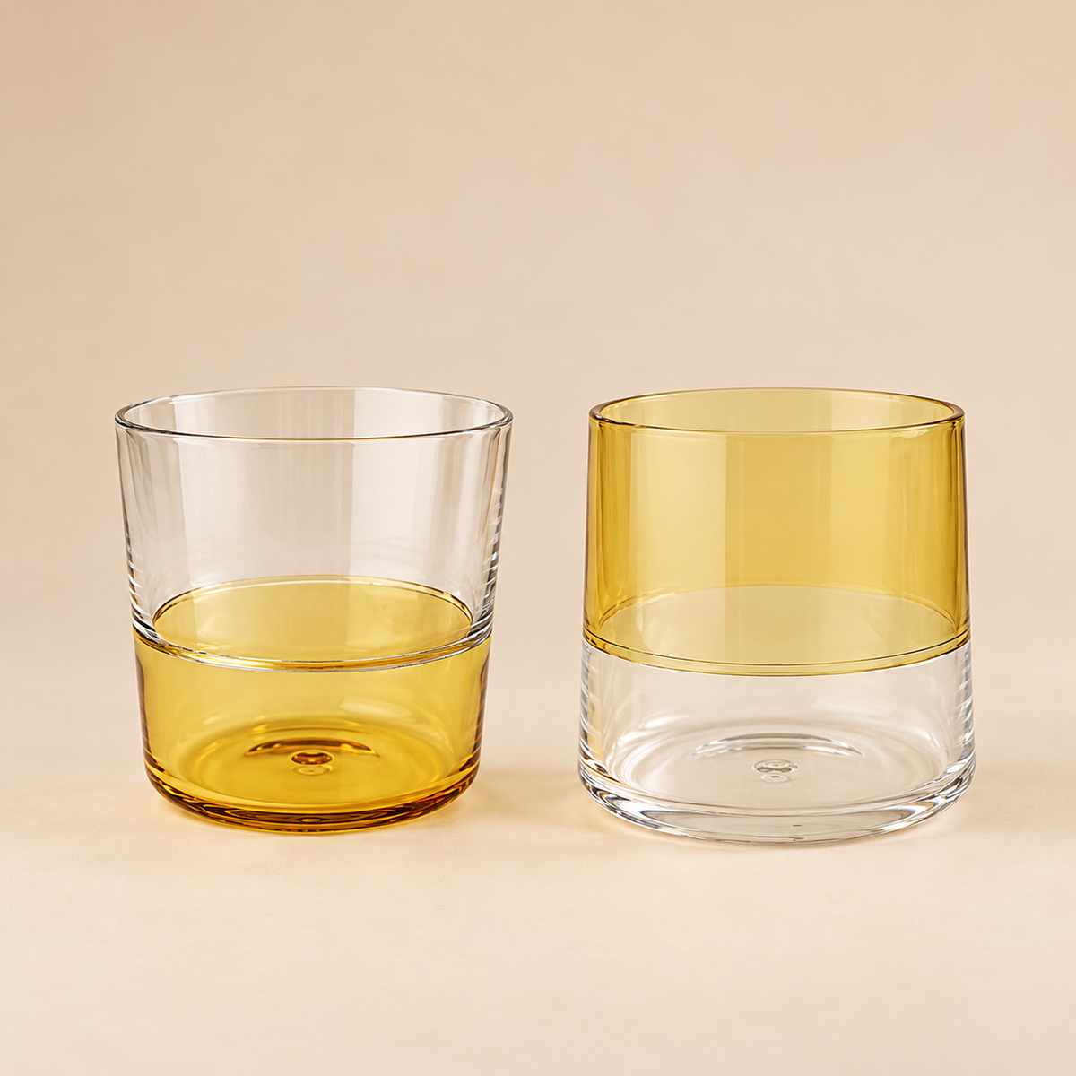 Set 6 Bicchieri Acqua Lounge in Acrilico Trasparente e ambra Chiaro Bicolore