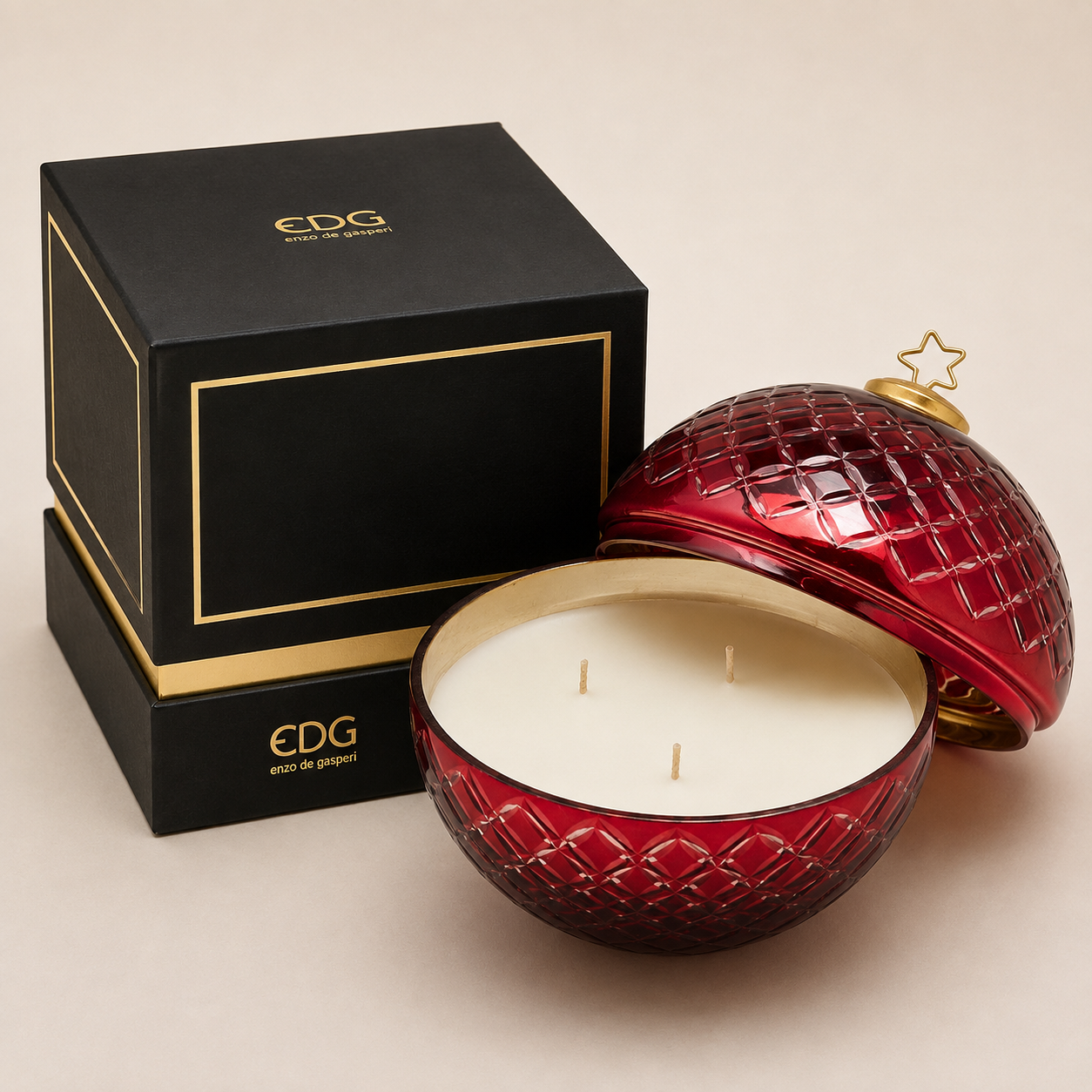 Candela Profumata Sfera "Rombi" con Stella EDG 18cm