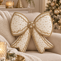 Cuscino Sagomato Fiocco Bianco e Oro 38 x 40 cm