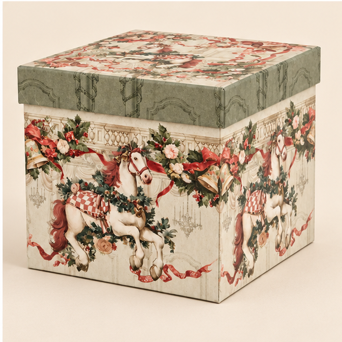 Scatola con 8 Palline di Natale Ø 6 cm con Decoro Cavallino - Collezione Calessi e Calessini