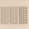 Set 3 Canovacci da Cucina Beige in Cotone 50 x 70 cm