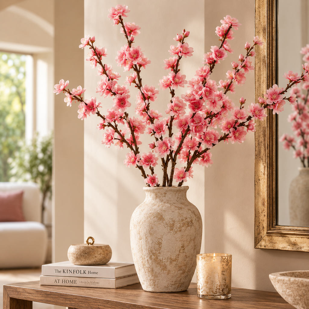 Ramo di Pesco Rosa H94 cm